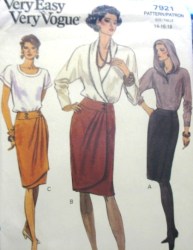 7921  EZ VOGUE TAPER MOCK WRAP YOKE OVERLAY SKIRT PATTERN 14-18